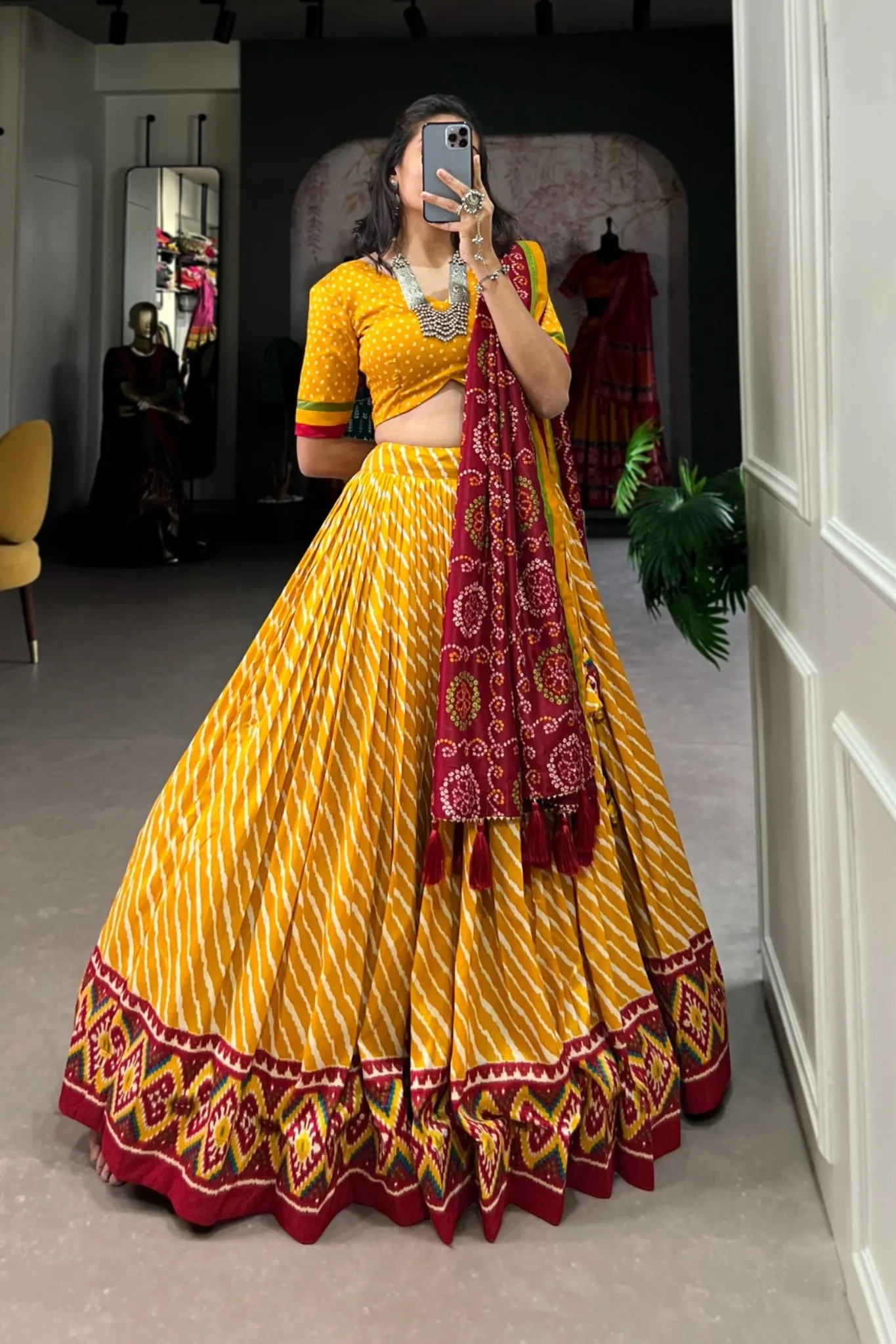 Gorgeous Patola Leheriyu Print Lehenga Choli