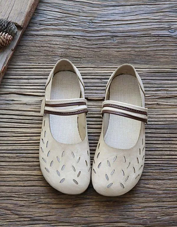 Handmade Hollow Velcro Comfortable Flats