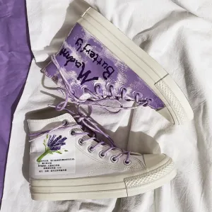 Harajuku Aesthetics Lavender High-Top Canvas Shoes