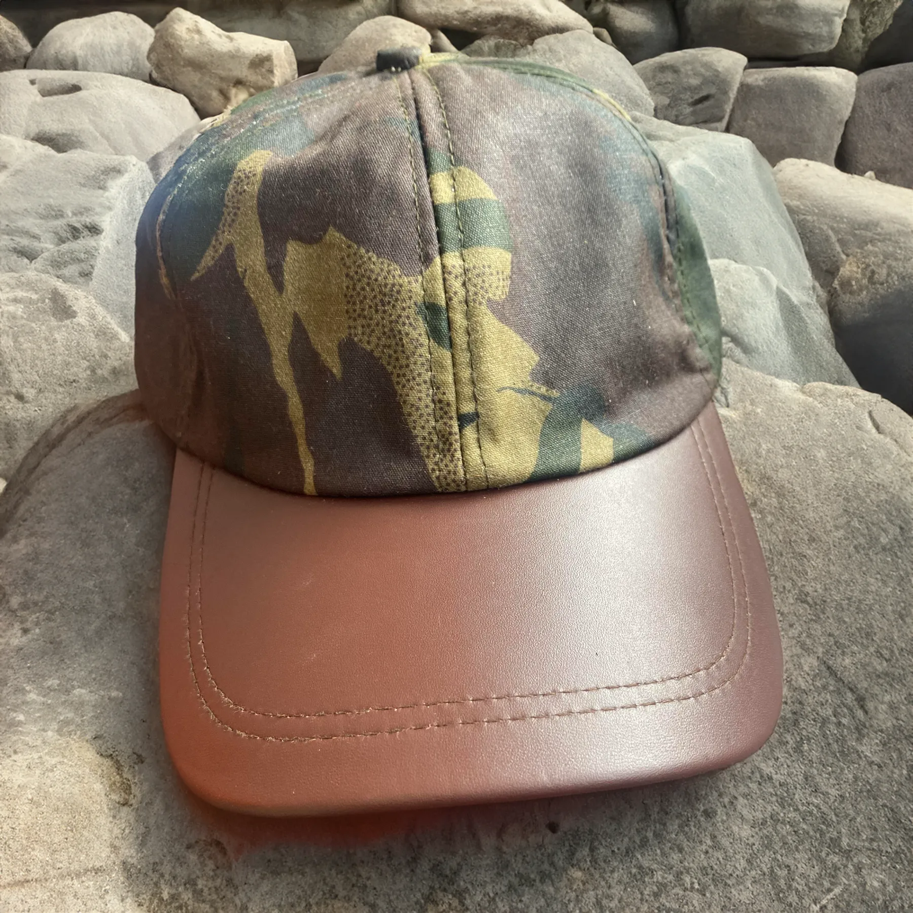 Hazy Blue Leather Peak Wax Waterproof Shooting Cap