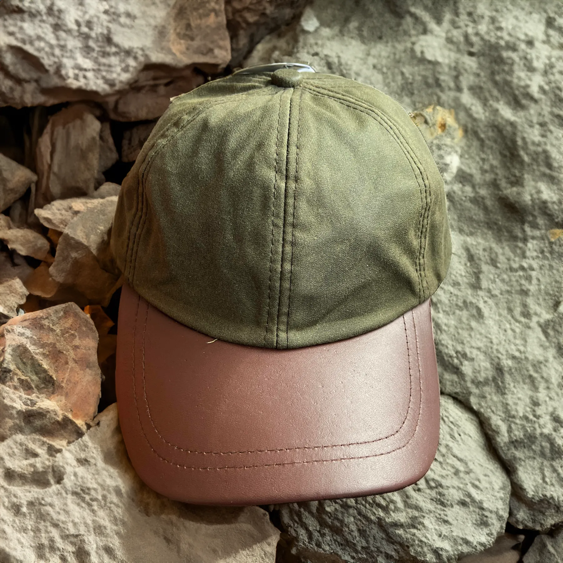 Hazy Blue Leather Peak Wax Waterproof Shooting Cap