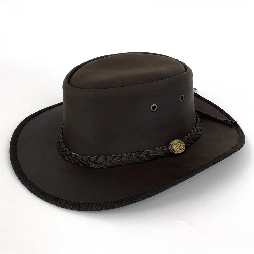 Hazy Blue Melbourne Australian Style Waterproof Bute Leather Hat Brown