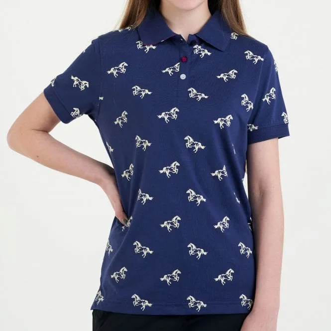 Hazy Blue Womens Cotton Short Sleeve Polo Shirt - Poppy