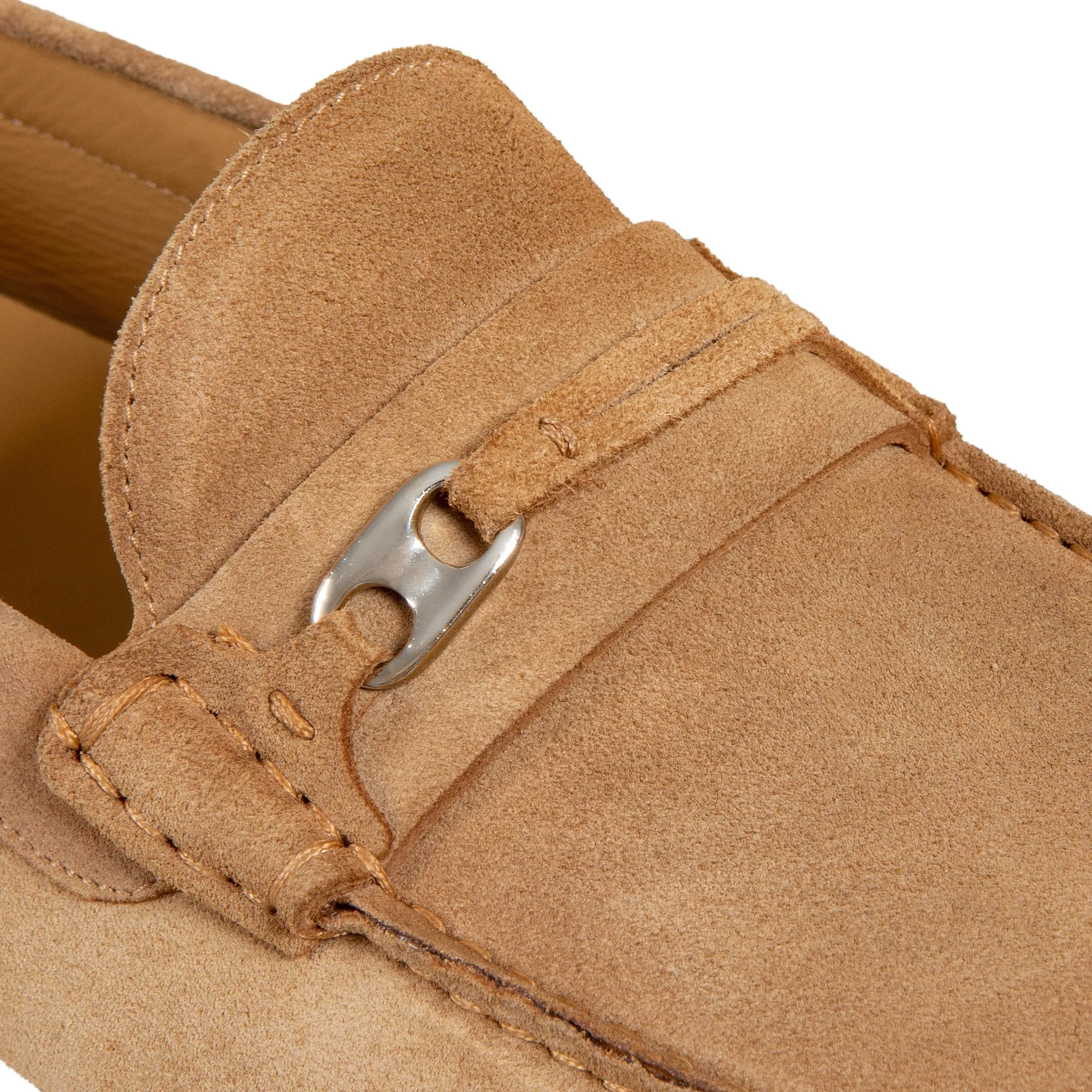 HENRY SARTORIAL Calf Driving Shoes with Metal Trim CAMEL