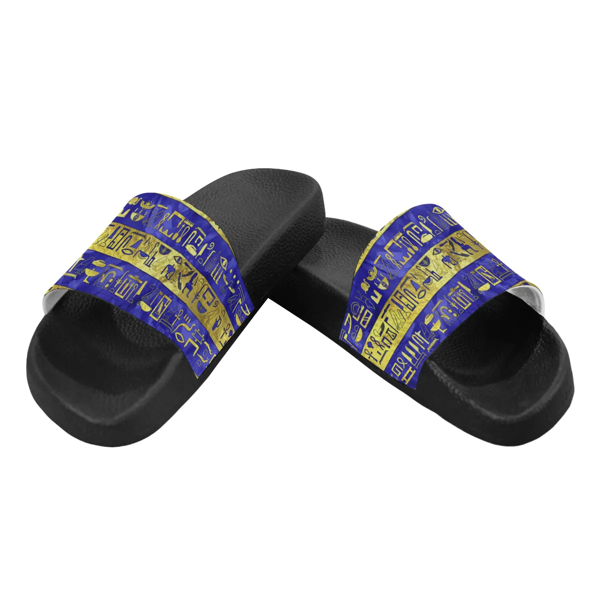 HIEROGLYPH GOLDEN BLUE Women's Slide Sandals