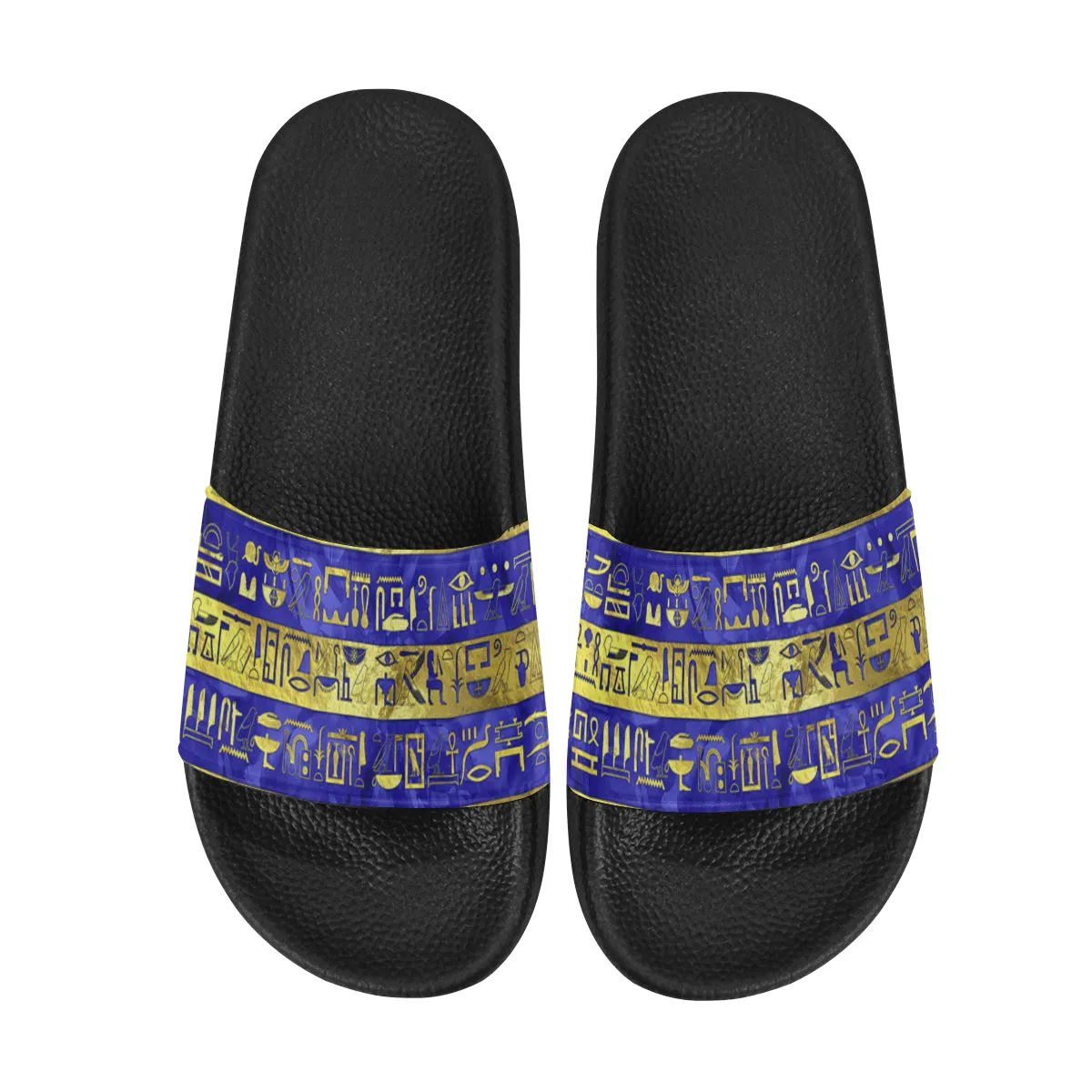 HIEROGLYPH GOLDEN BLUE Women's Slide Sandals