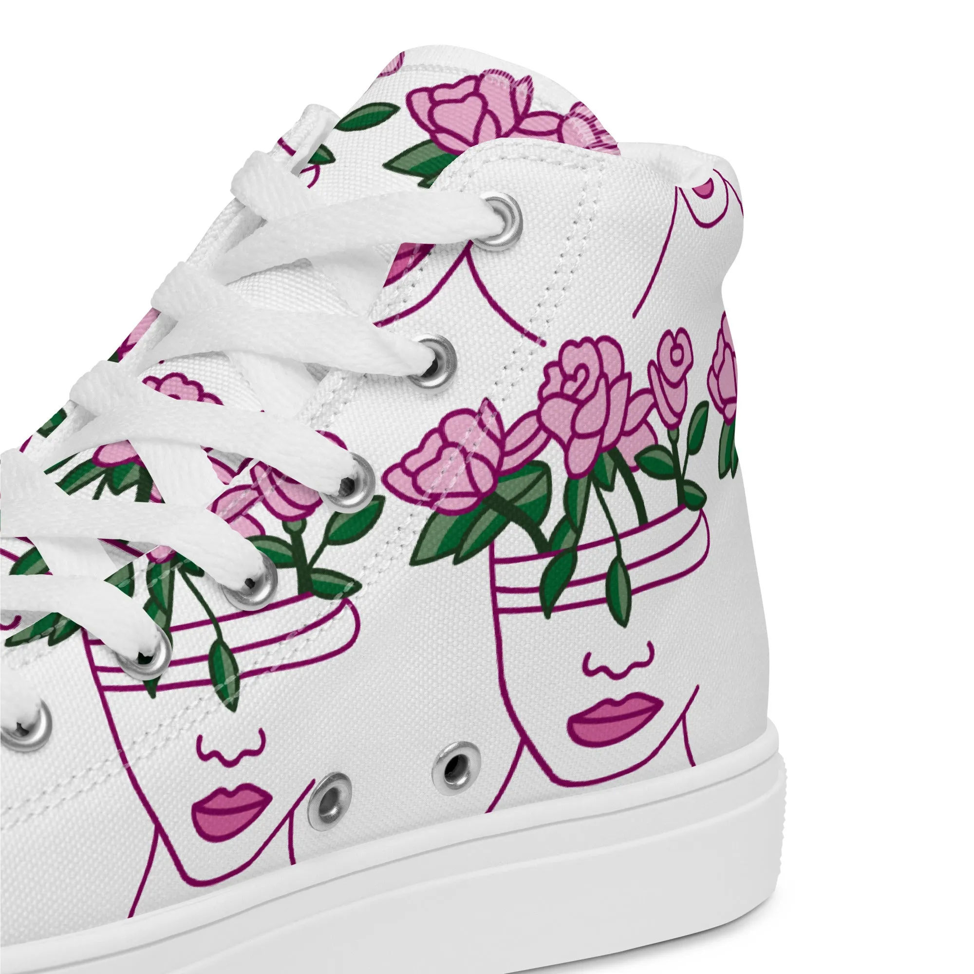 High Top Sneaker Women with Abstract Rose Pattern - Penelope