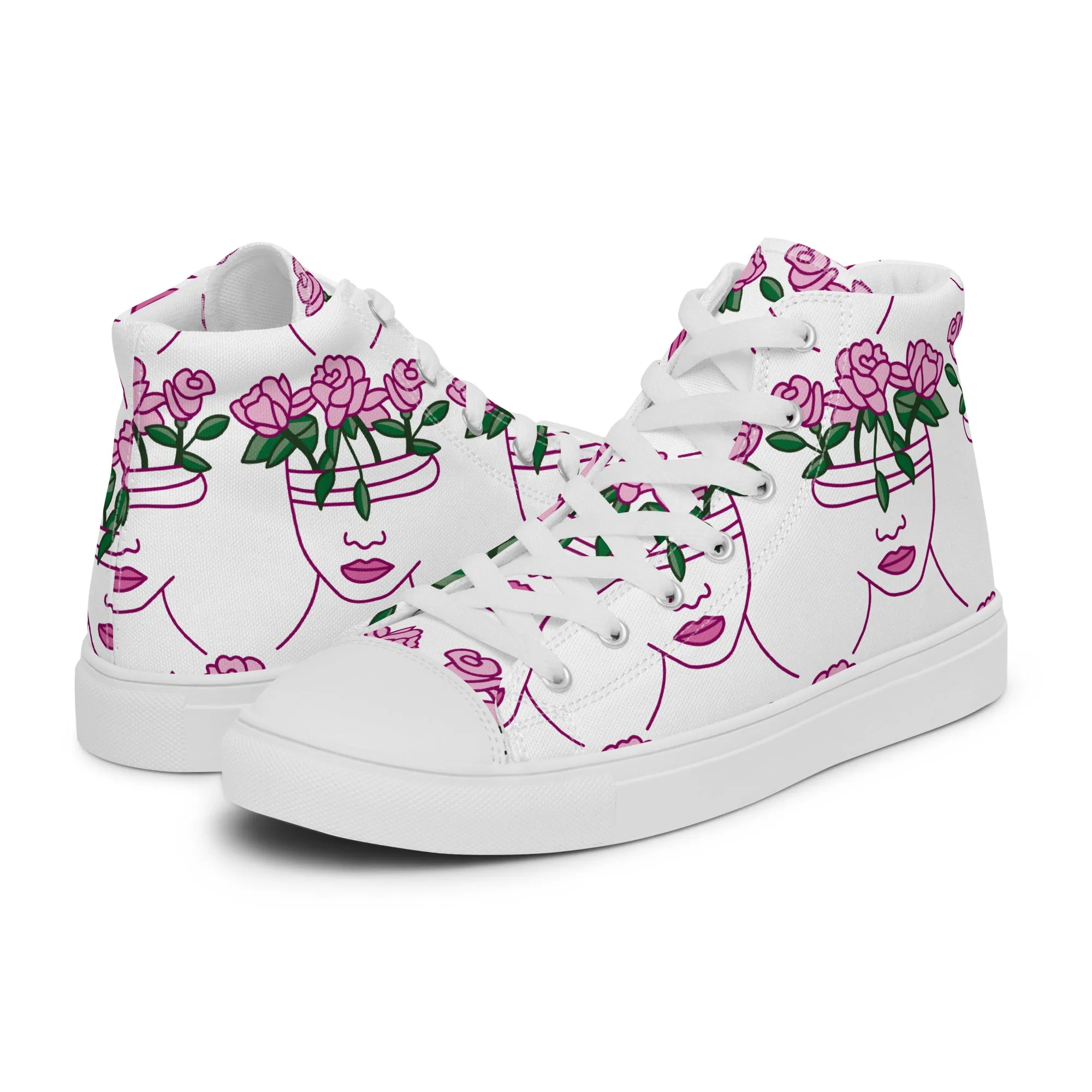 High Top Sneaker Women with Abstract Rose Pattern - Penelope