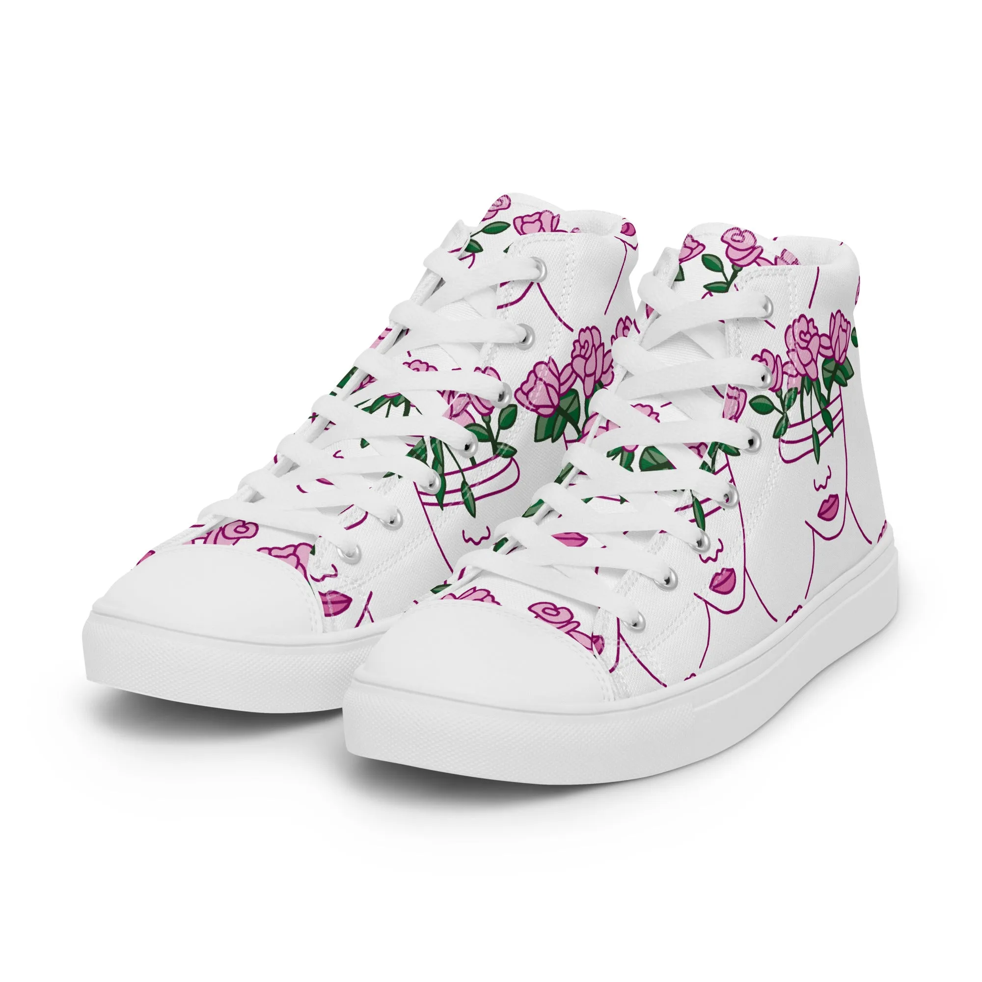 High Top Sneaker Women with Abstract Rose Pattern - Penelope