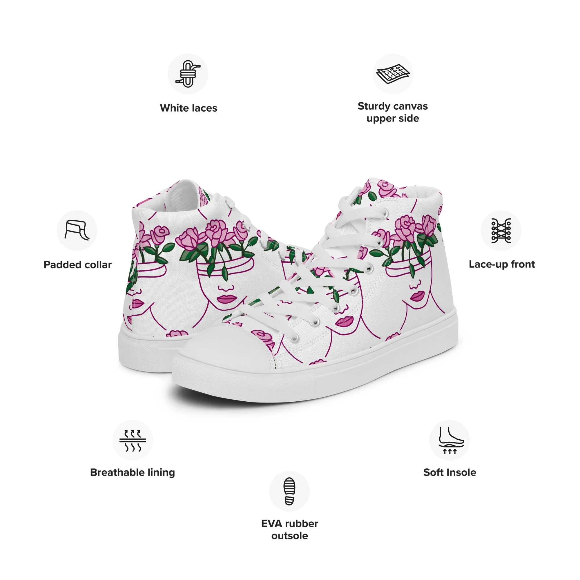 High Top Sneaker Women with Abstract Rose Pattern - Penelope