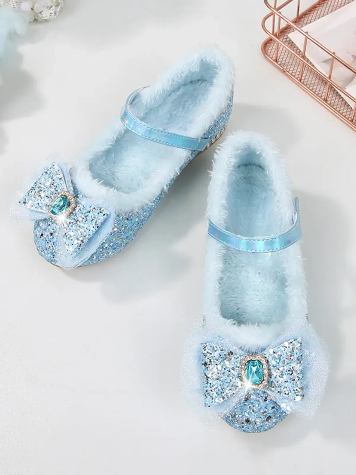 Ice Princess Plush-Lined Crystal Mary Jane Heels By Liv And Mia