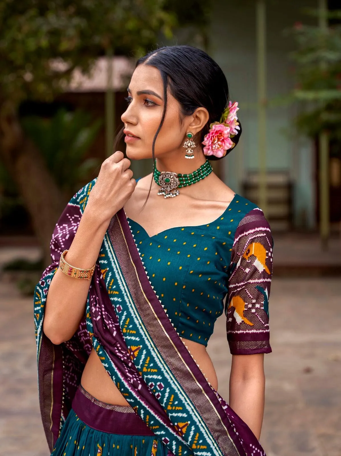 Ikkat Patola Tassel Silk Lehenga