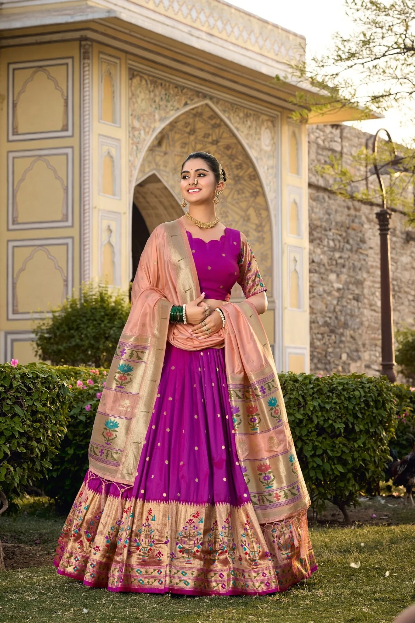 Jacquard Silk Paithani Designer Lehenga Choli