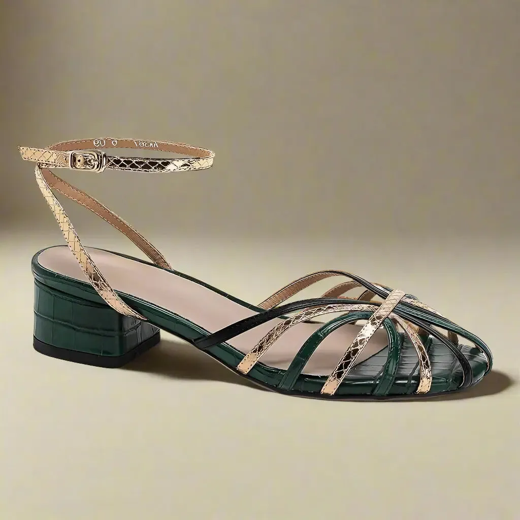 Jamal Green & Gold Flat Sandals