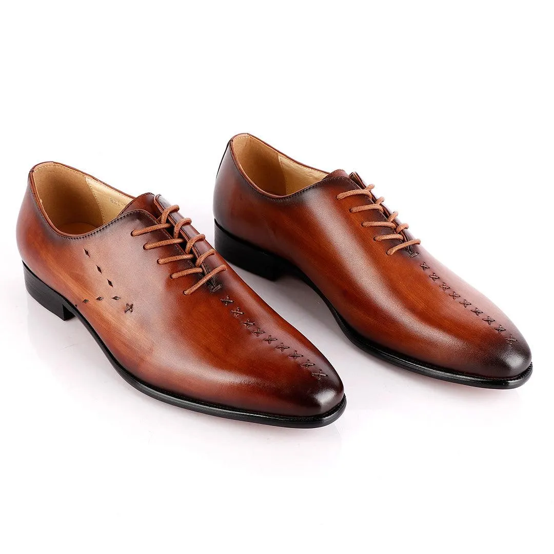 Jat Janer Plain Stiches Laceup Brown Brogue Shoe