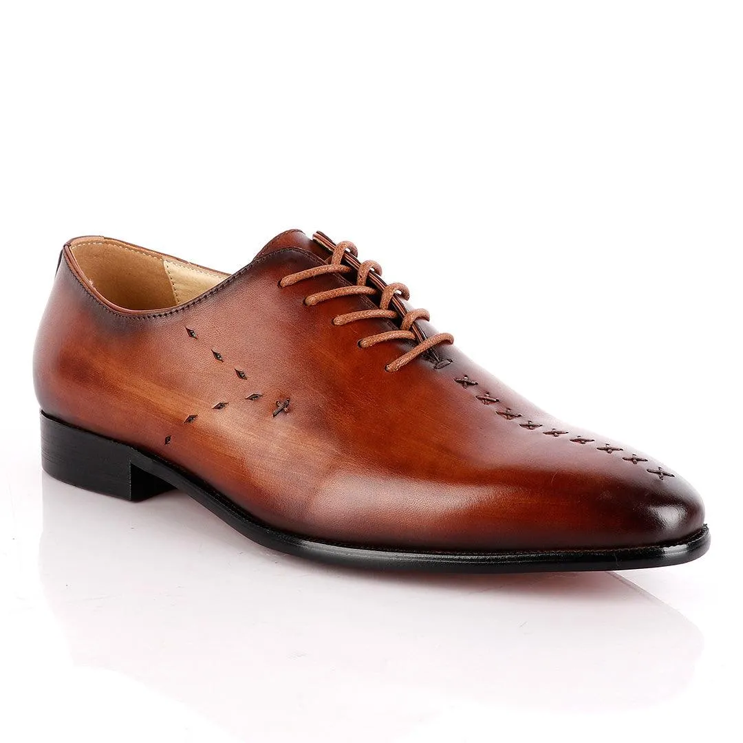 Jat Janer Plain Stiches Laceup Brown Brogue Shoe