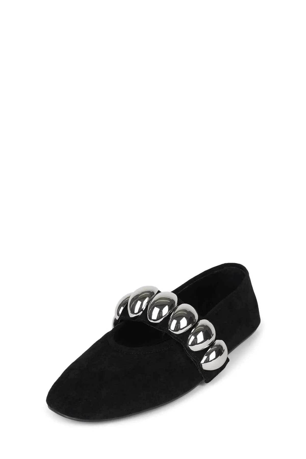 Jeffrey Campbell Ballet-SD Flats in Black Suede Silver