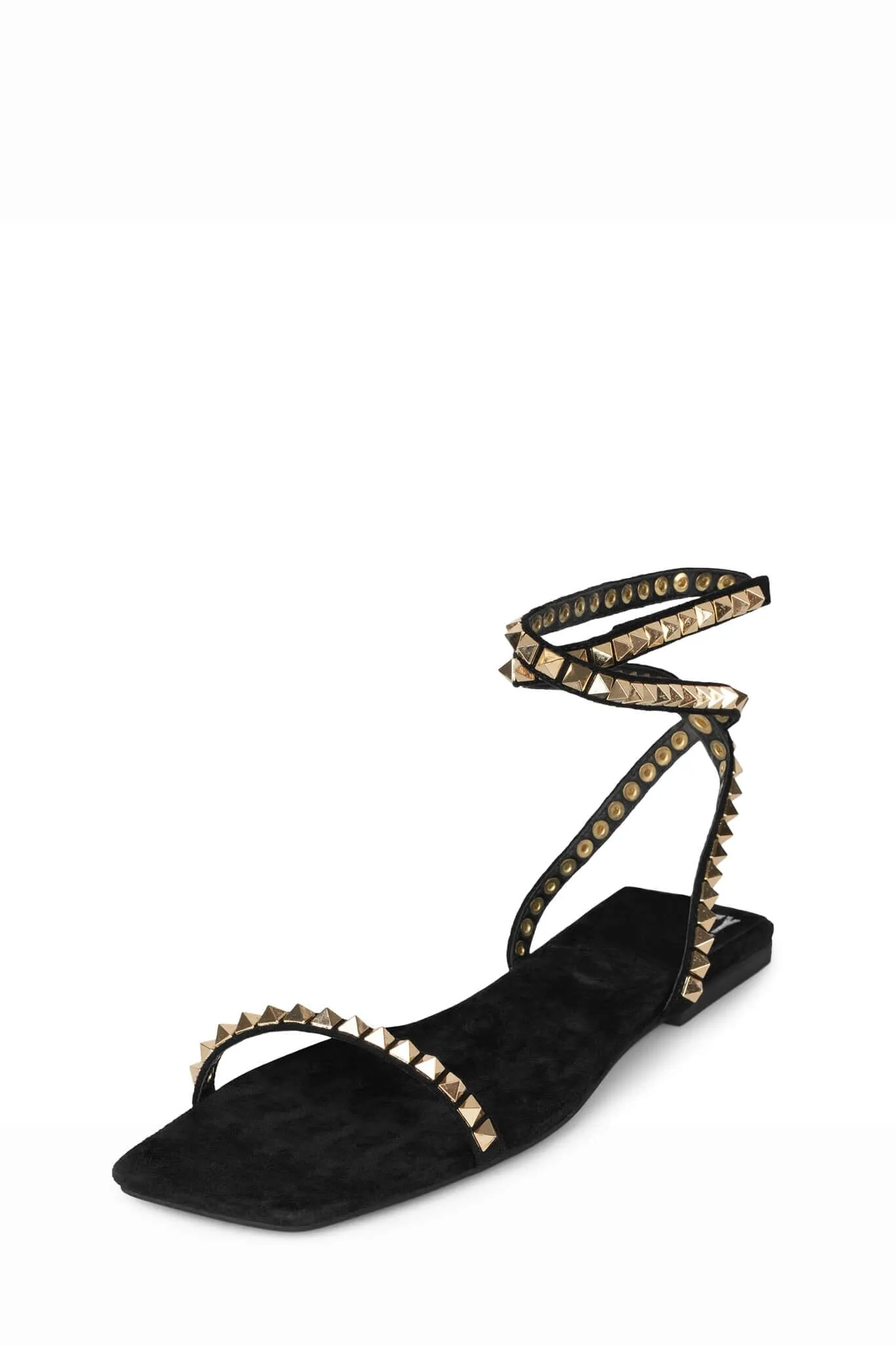 Jeffrey Campbell Luxor Ankle Sandals in Black Suede Gold