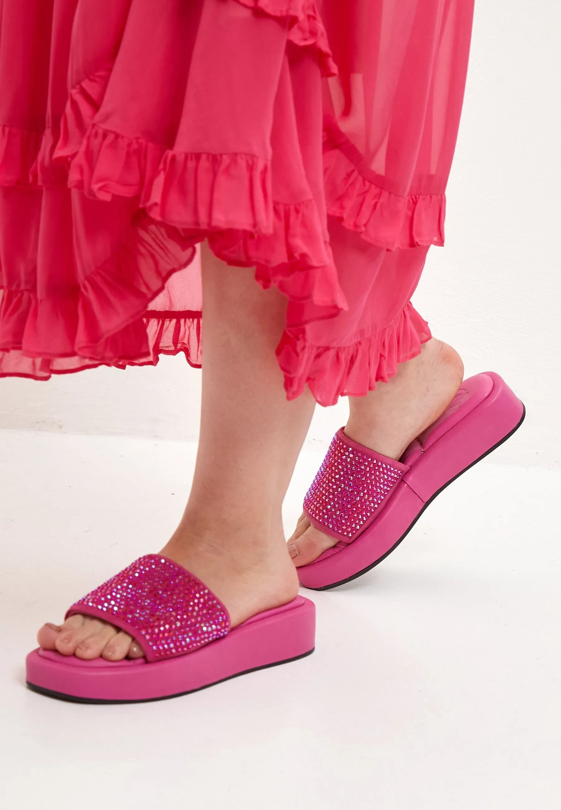 Jewel Platform Mule - Fuchsia