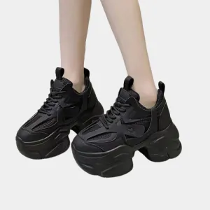 Joskaa 2024 New Black Platform Sneakers For Women