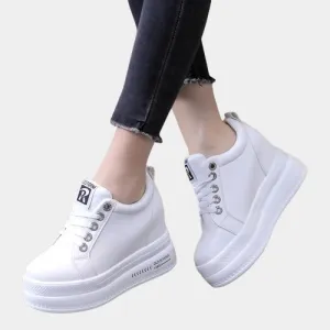 Joskaa 2024 New White Sneakers Platform Heels