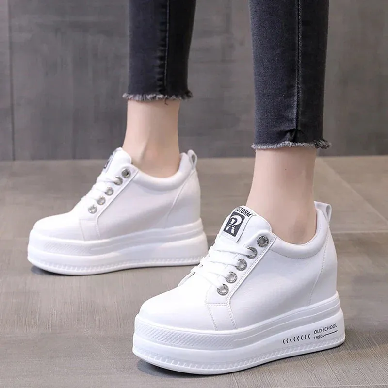 Joskaa 2024 New White Sneakers Platform Heels