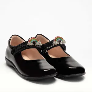 Lelli Kelly Brite 2 Rainbow Girls Black Patent School Shoe F Width