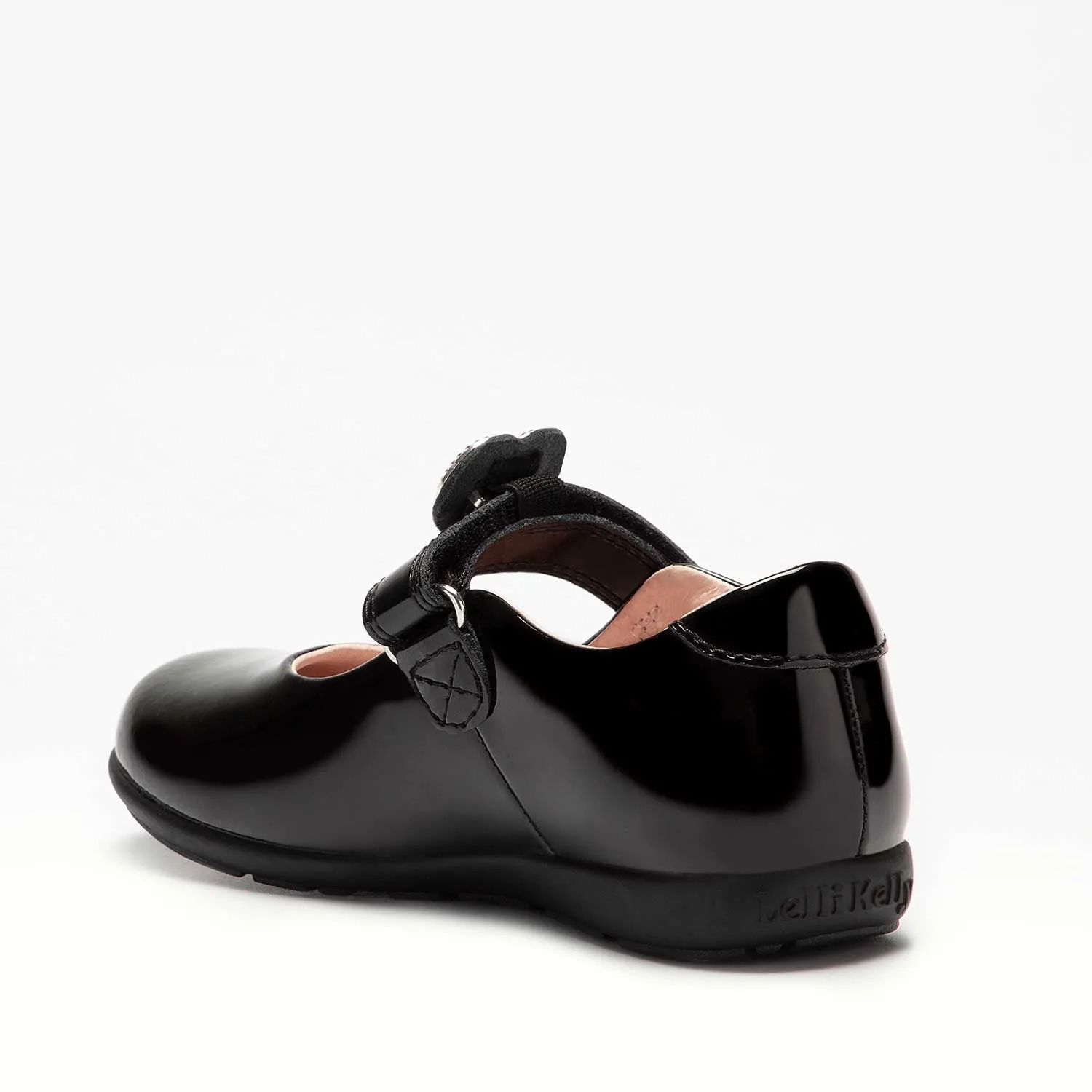 Lelli Kelly Valentina Heart Girls Black Patent School Shoe G Width