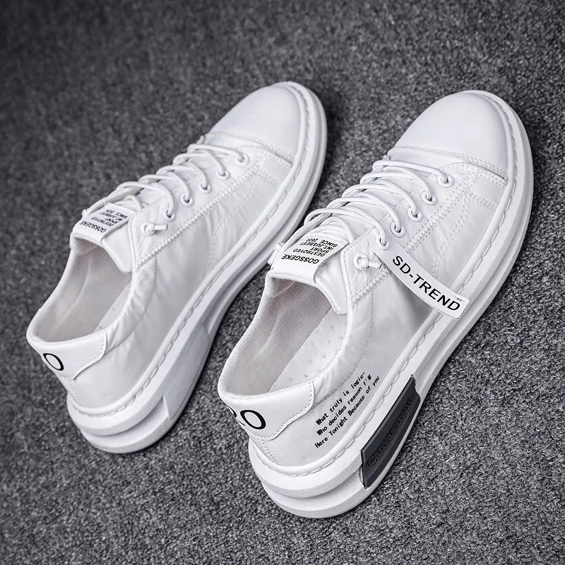 Letter Decoration Lace-up Solid Canvas Sneakers