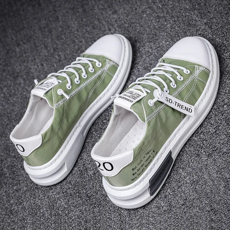 Letter Decoration Lace-up Solid Canvas Sneakers