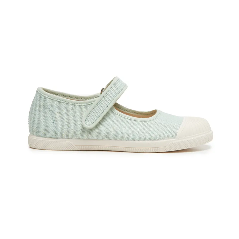 Linen Mary Jane Sneakers In Mint