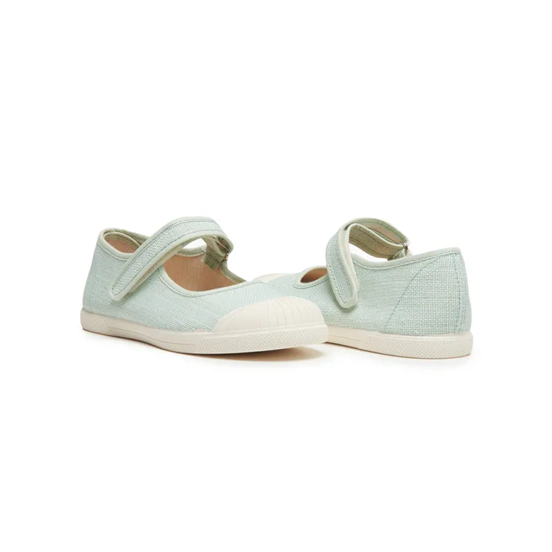 Linen Mary Jane Sneakers In Mint