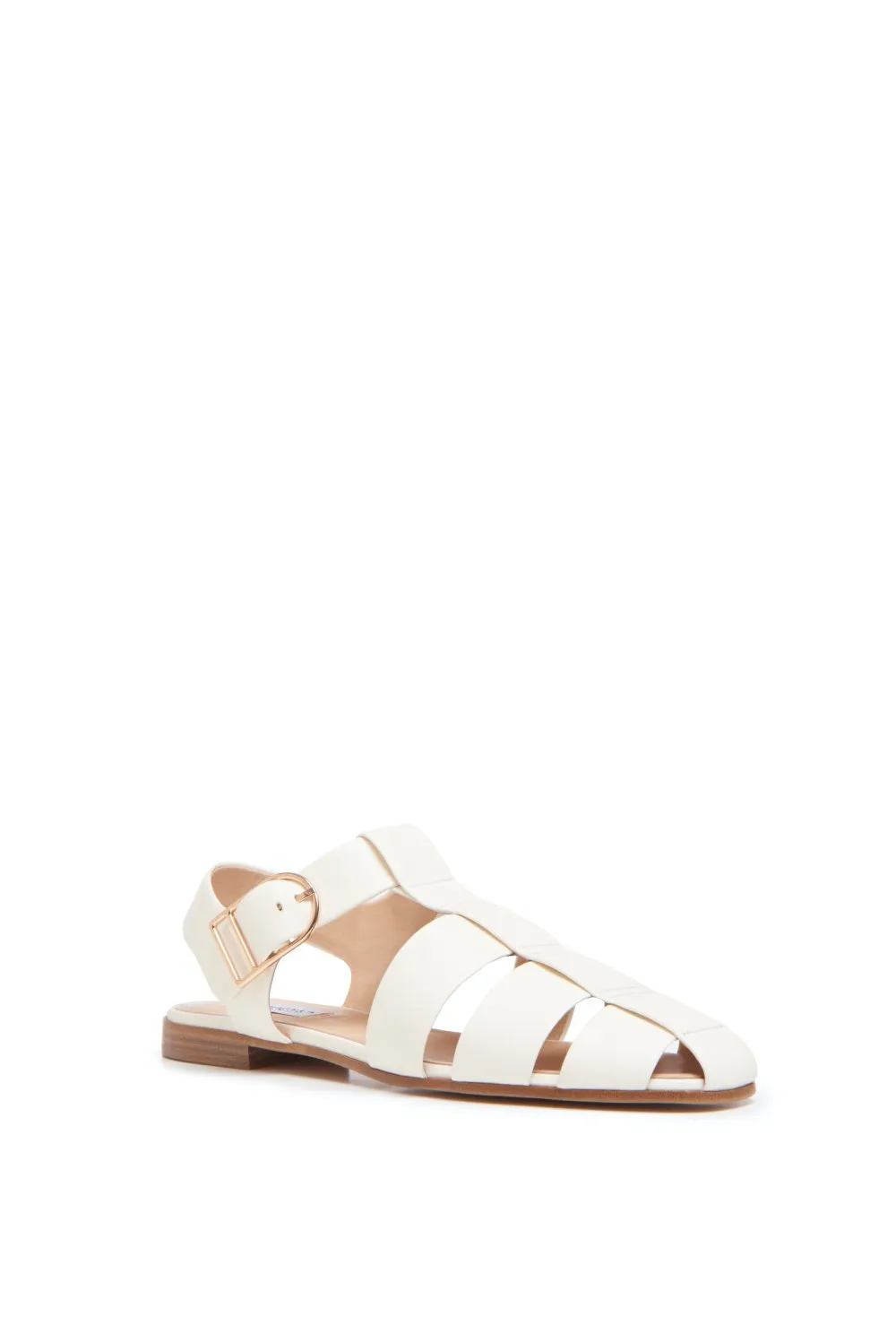 Lynn Flat Sandal in Cream Nappa Leather