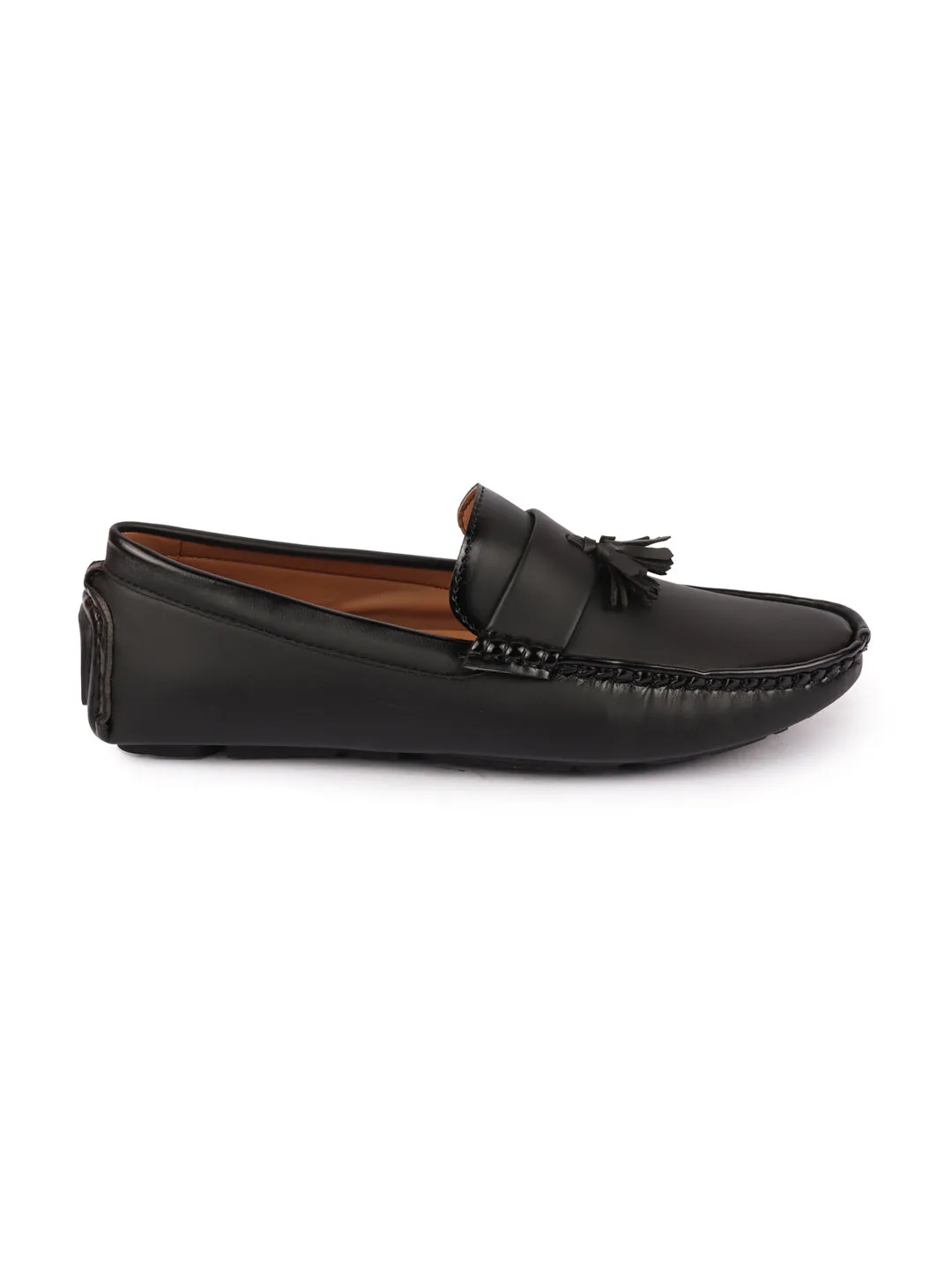 Men Black Driving Outdoor Tassel Loafer and Moccasin Shoes