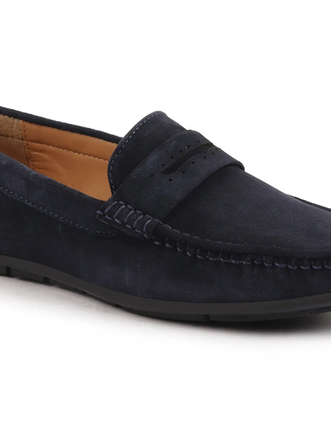 Men Blue Suede Leather Side Stitched Slip On Driving Loafer|Party Loafer|Moccasin For Wedding Party