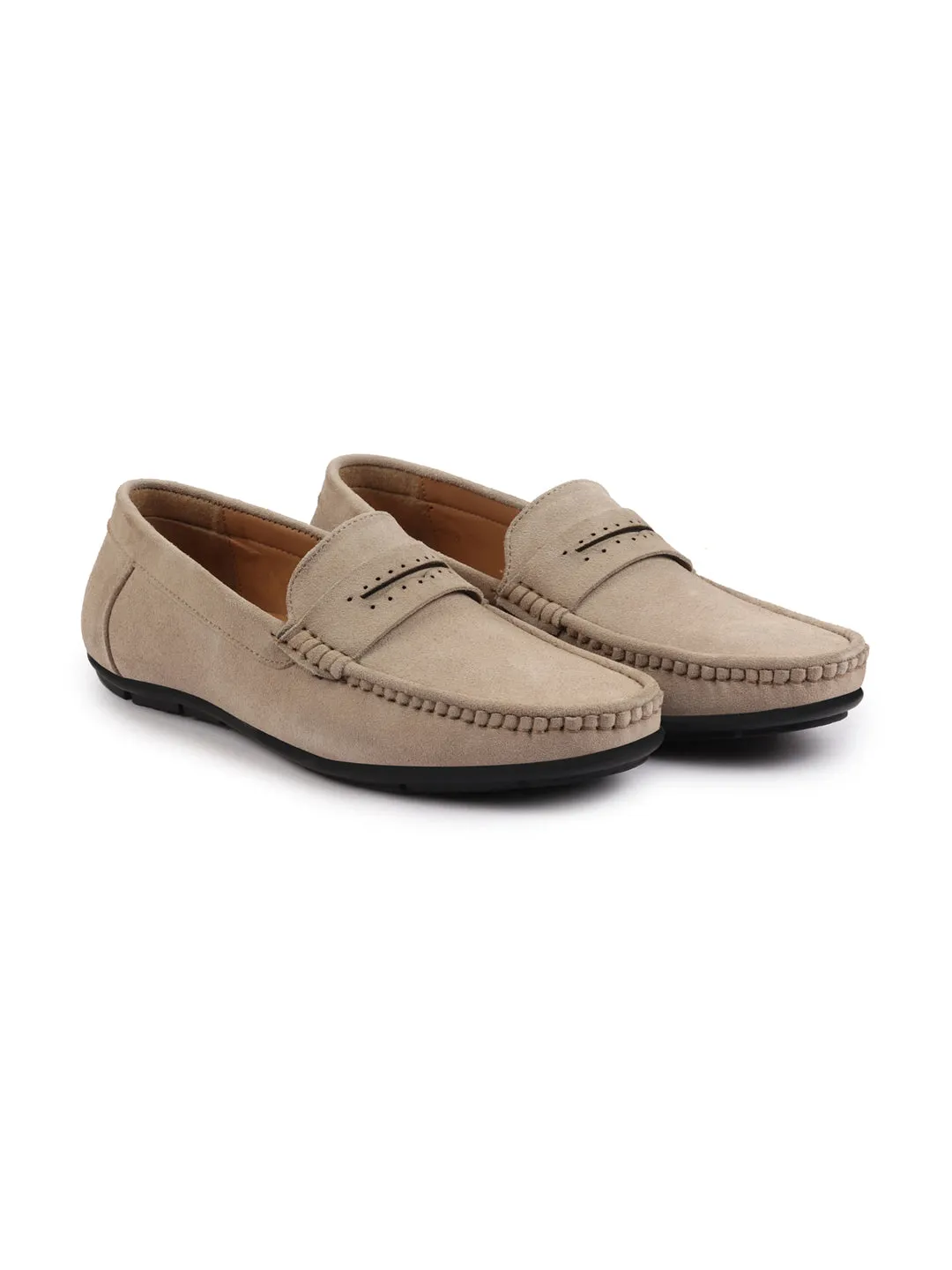 Men Camel Suede Leather Side Stitched Slip On Driving Loafer|Party Loafer|Moccasin For Wedding Party