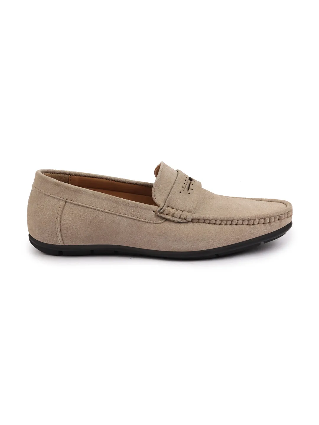 Men Camel Suede Leather Side Stitched Slip On Driving Loafer|Party Loafer|Moccasin For Wedding Party