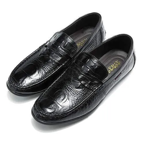 Men Comfortable Genuine Leather Driving Shoes Slip On Loafers Flats