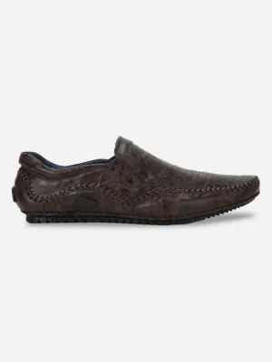 Men's Brown Crumble Leather Driving Slip On (ID1050)