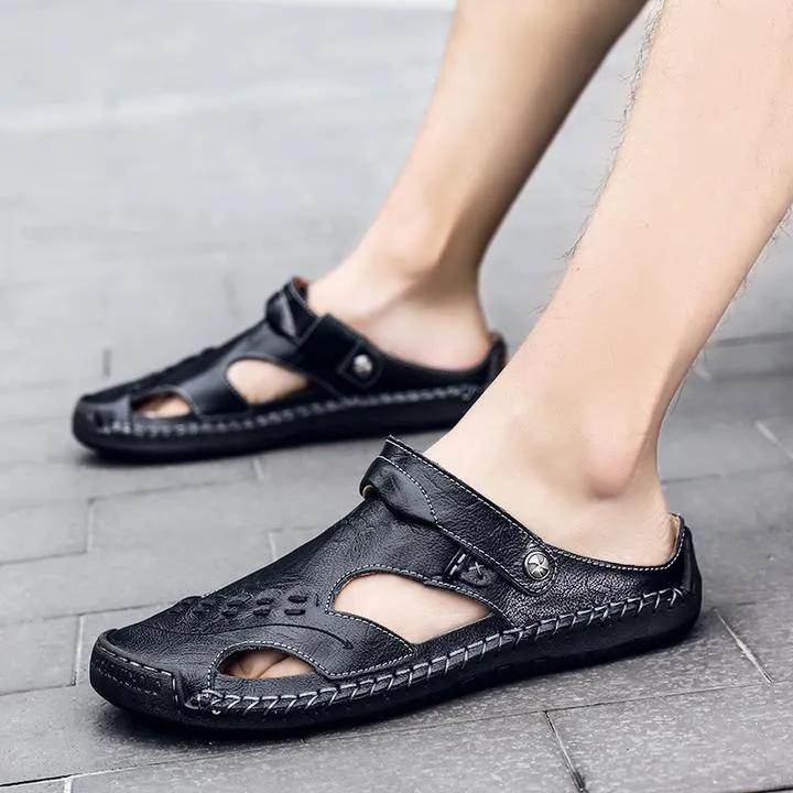 Men's casual breathable handmade leather sandals