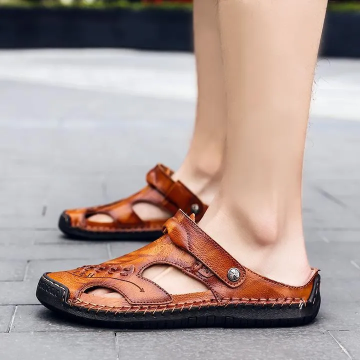 Men's casual breathable handmade leather sandals