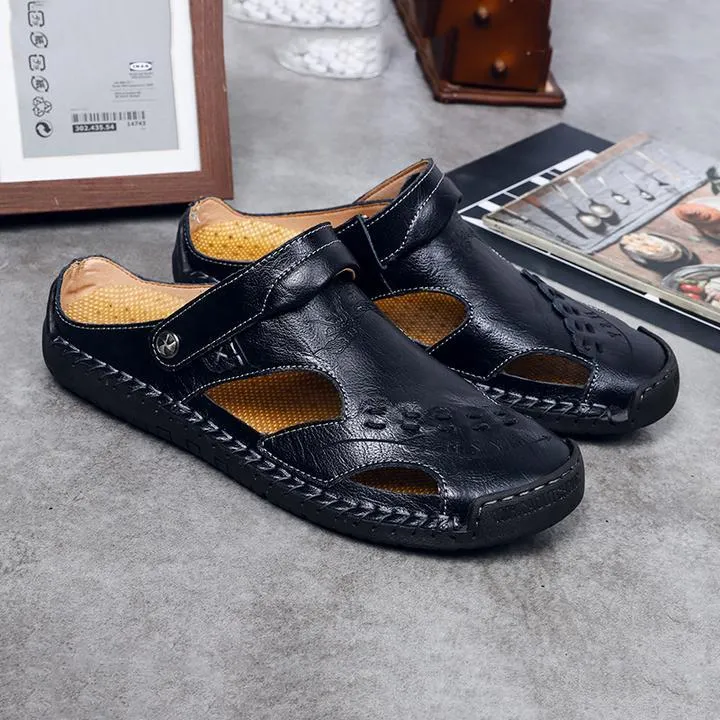 Men's casual breathable handmade leather sandals