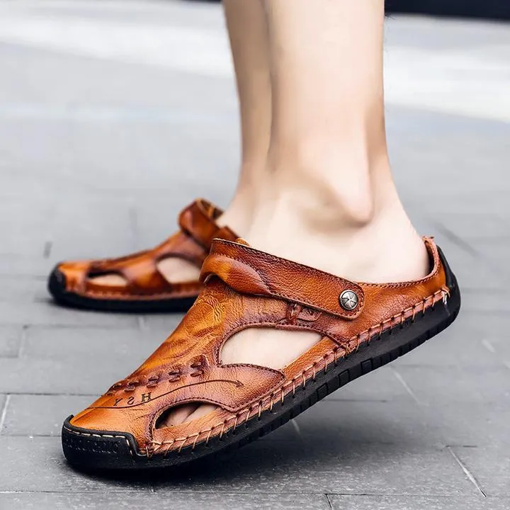 Men's casual breathable handmade leather sandals