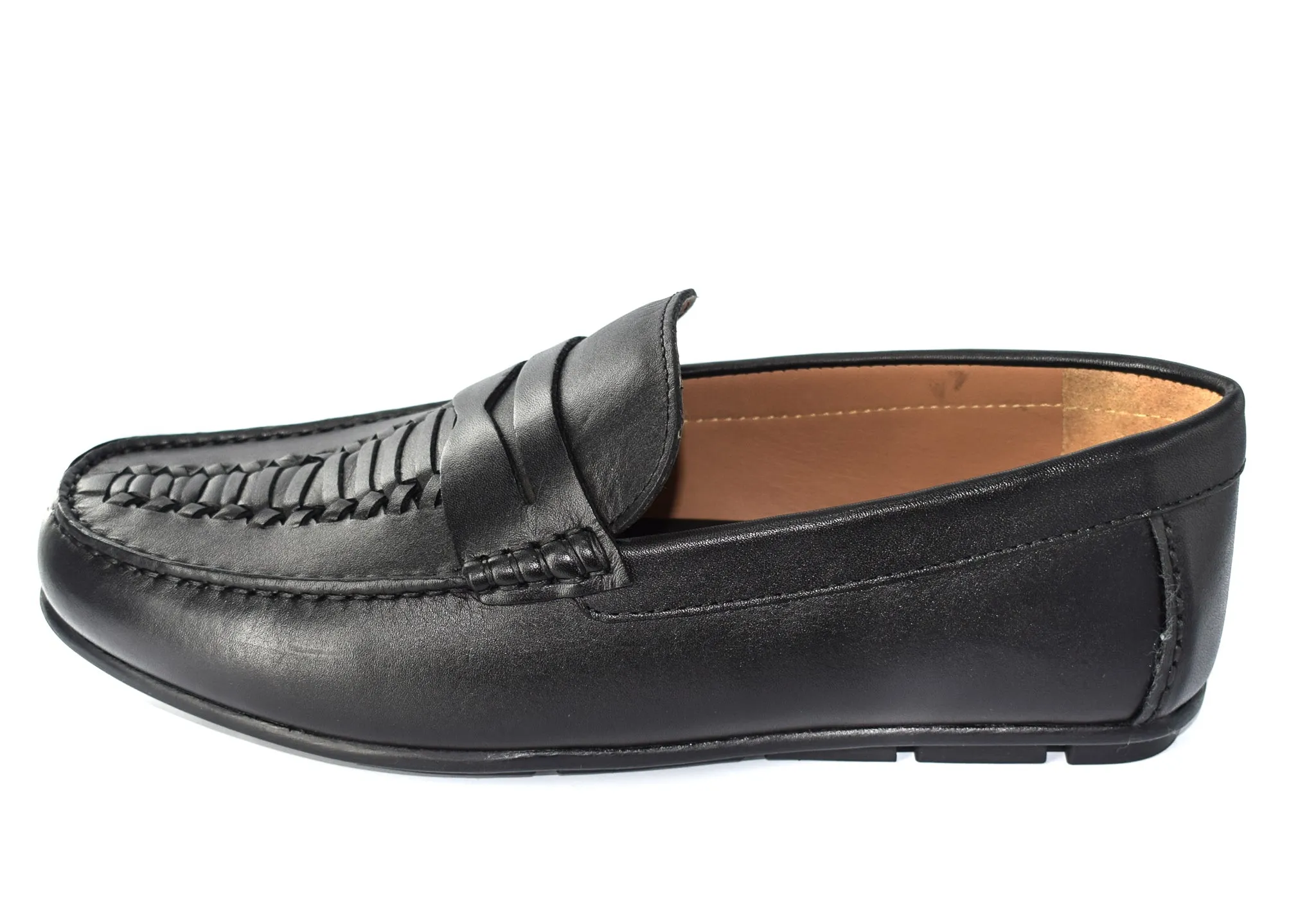 MENS GENUINE WOVEN LEATHER FORMAL/CASUAL SLIP ON SHOES/LOAFERS