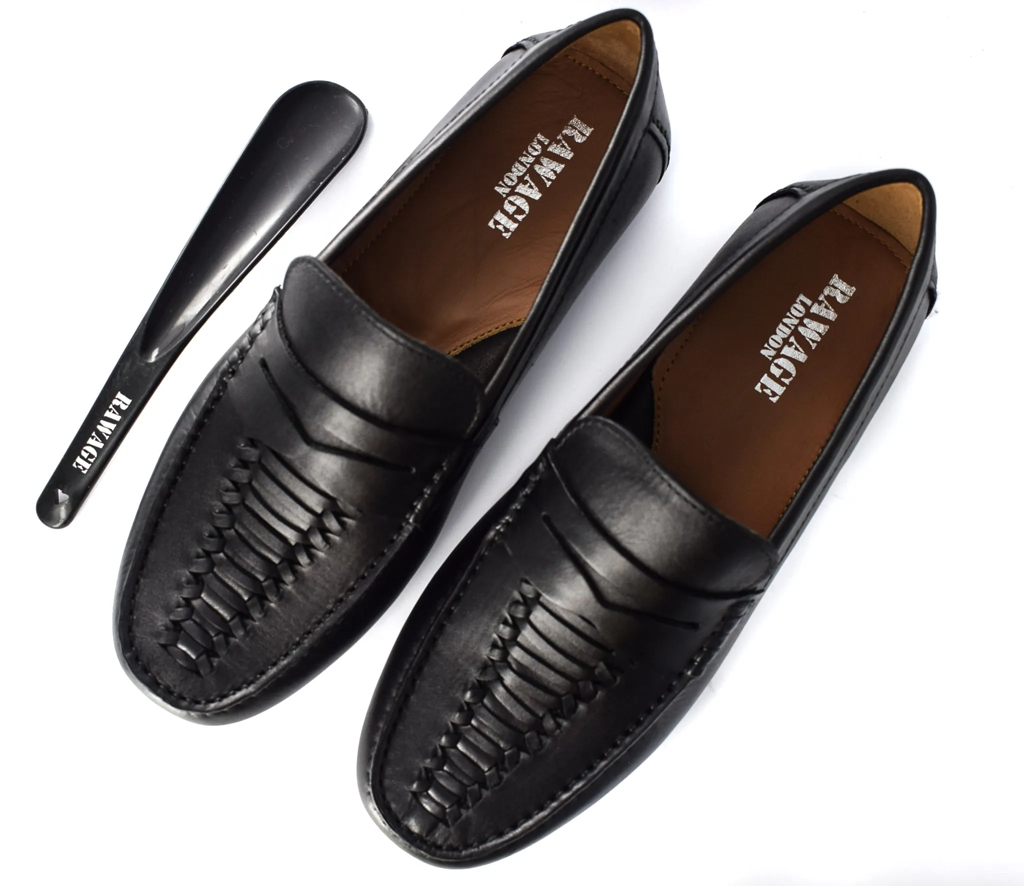 MENS GENUINE WOVEN LEATHER FORMAL/CASUAL SLIP ON SHOES/LOAFERS