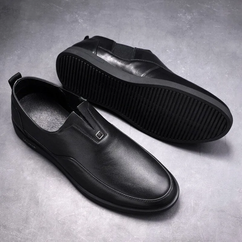 New Trend Black Men's Business Shoes All-match Leather Breathable Non-slip Driving Shoes Fashion Casual British Style Men Shoes