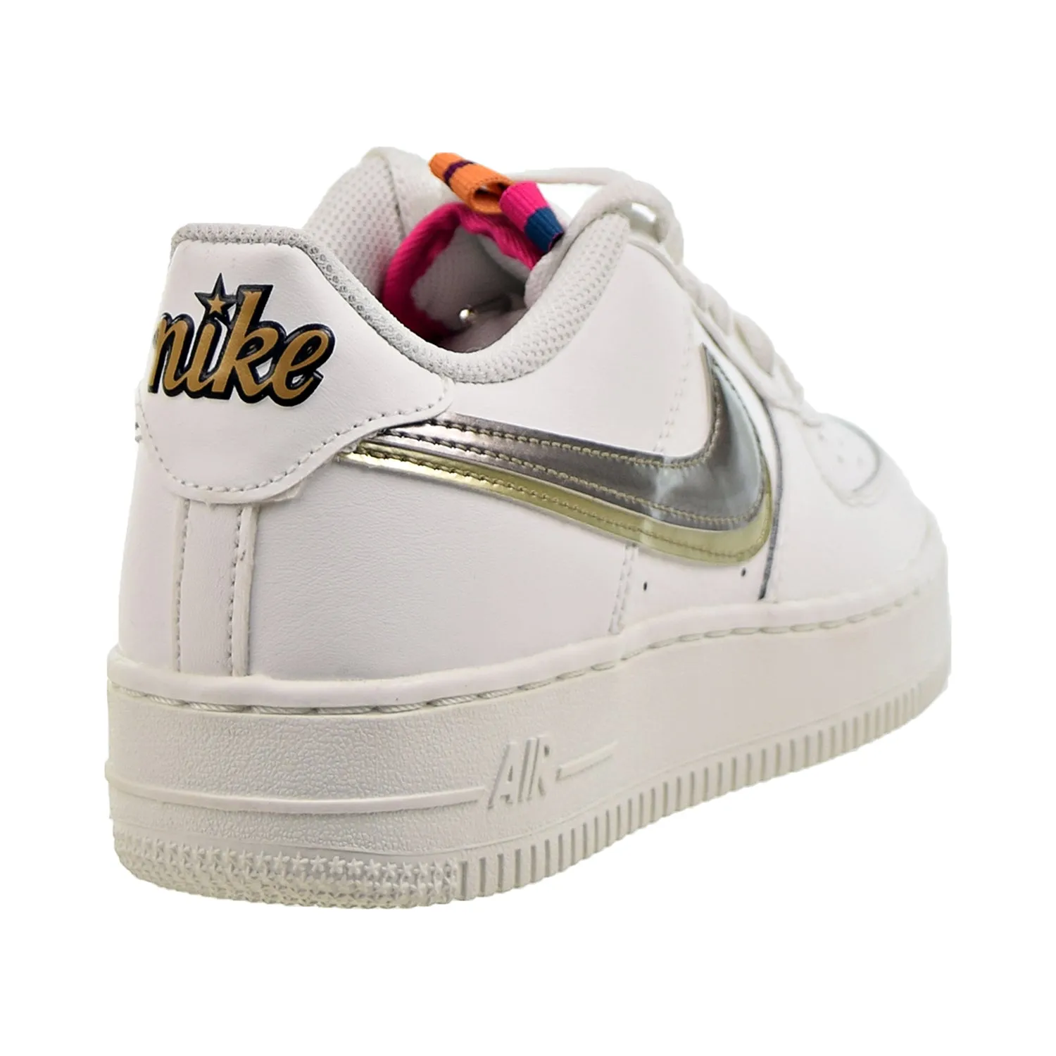 Nike Air Force 1 LV8 (GS) Big Kids' Shoes Off Noir-Summit White-Pink Prime-Metallic Pewter