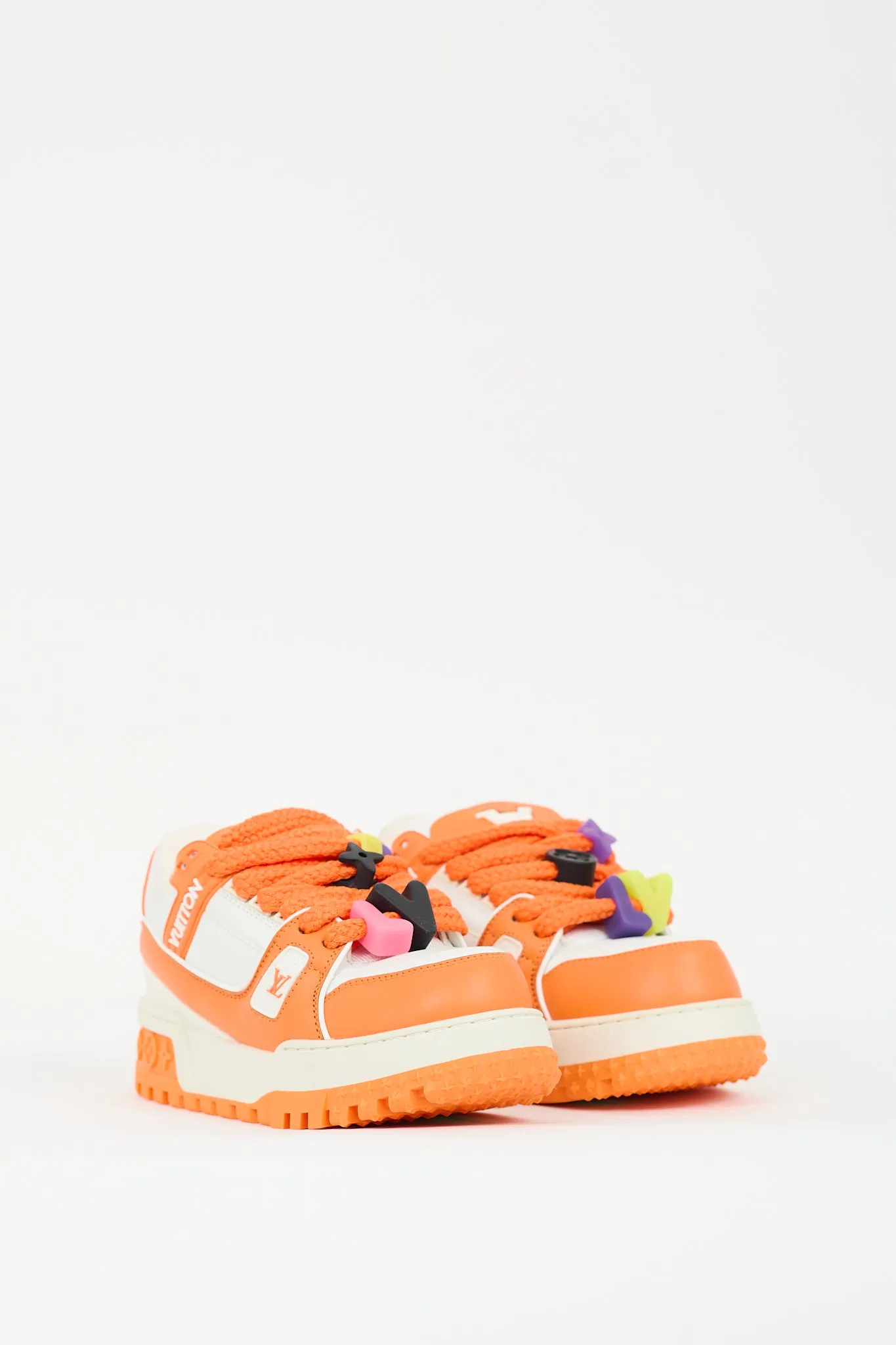 Orange & White Leather & Rubber Maxi Trainer Platform Sneaker