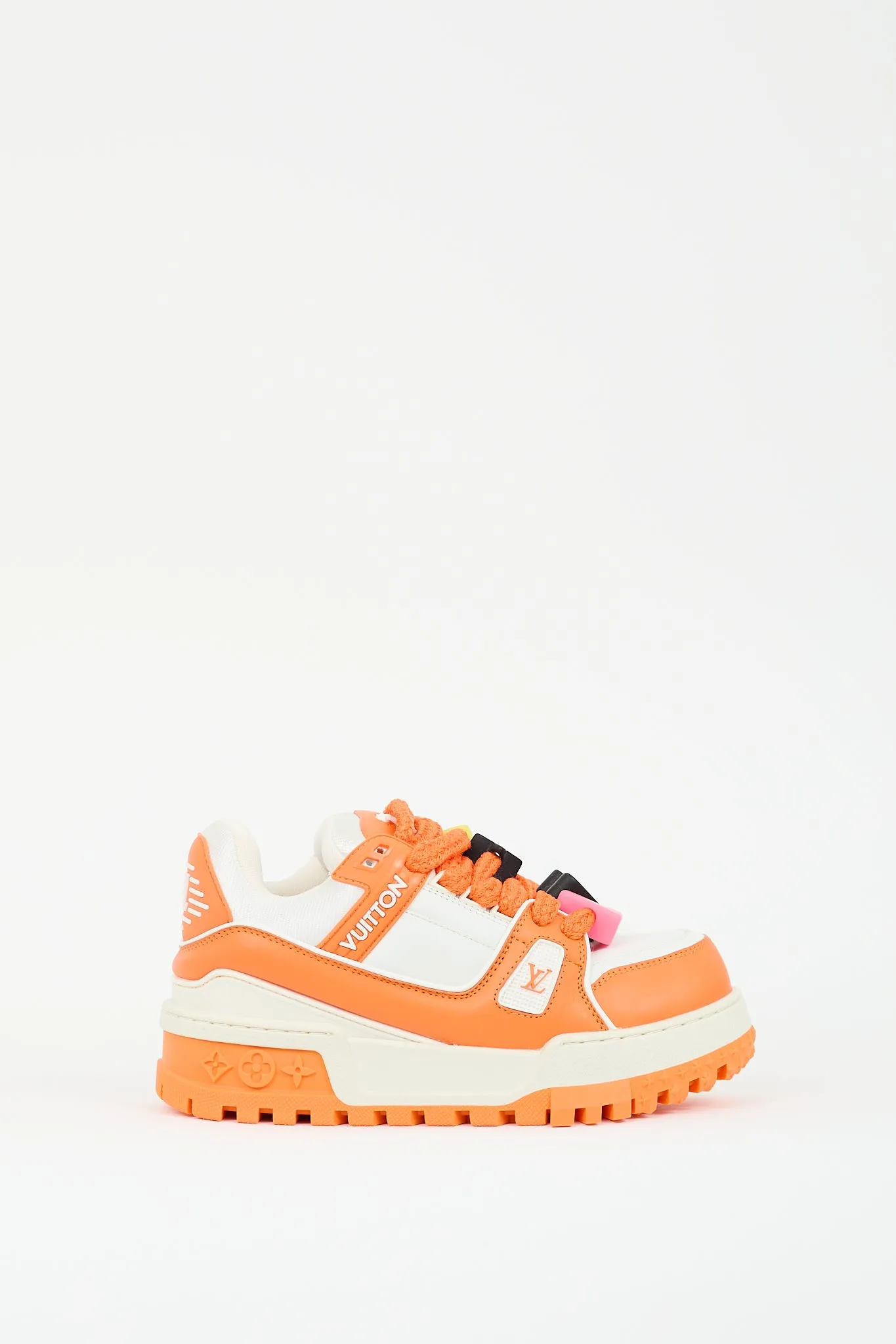 Orange & White Leather & Rubber Maxi Trainer Platform Sneaker