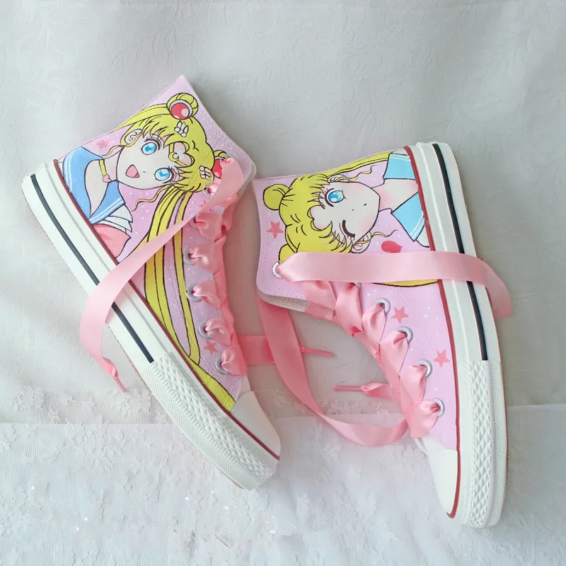 Pink Sailor Moon Hand-painted Shoes AD11035